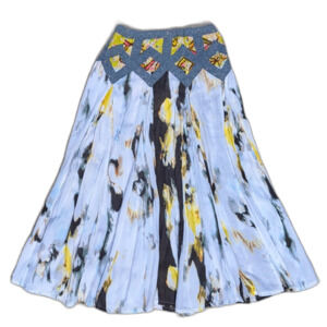 Jak & Peppar Watercolor Floral Crochet Trim Peasant Midi Skirt, Sz 00 (Girls 8)